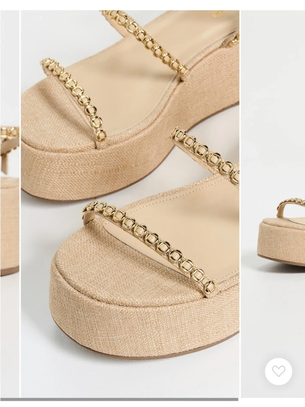 Larroudé Gio Milanina Platform Sandals Raffia Gold Size 7.5